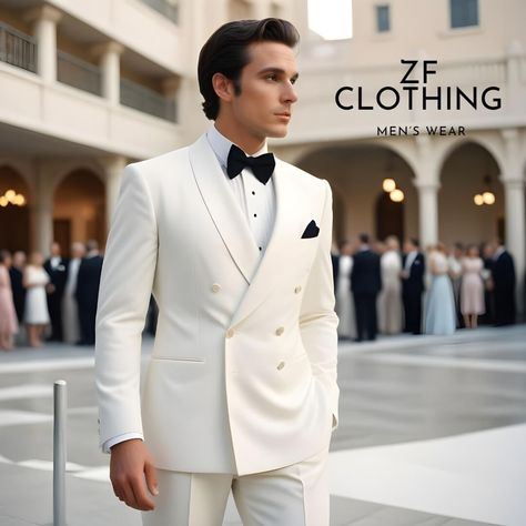 White Coat Pant For Men Suits Wedding, Double Breasted White Suit, Double Breasted Tuxedo Men Wedding, Men White Suit Wedding, White Coat Pant For Men, All White Suit For Men Wedding, Colored Tuxedo Wedding, Light Blue Tuxedo Wedding, Groom White Suit