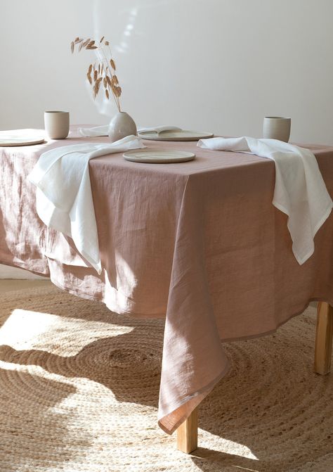 This sunset rose linen tablecloth will create a dining experience in the comfort of your own home! Made of premium quality European flax, our tablecloths are exceptionally soft and durable. The understated elegance of linen will complement both, casual and formal settings. We offer a wide selection of table linens sizes to fit all your dining needs. Mix and match or coordinate linen napkins to create a complete tablescape. DETAILS - Includes one tablecloth - Handmade from premium quality Europea White Linen Napkins, Linen Table Cloth, Linen Curtain Panels, Sunset Rose, Long Dining Table, Linen Drapes, Tablecloth Sizes, Handmade Table, European Linens