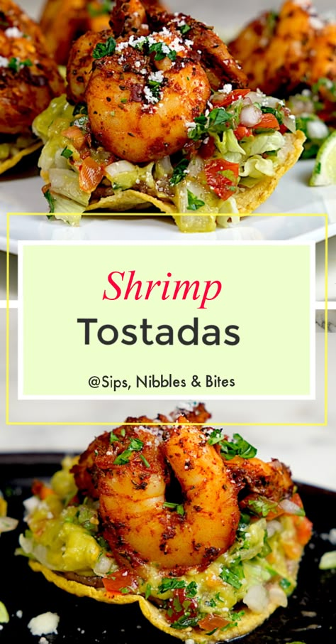 Authentic Mexican Tostadas, Authentic Tostadas, Shrimp Tostadas Mexican, Corn Tostadas Recipes, Shrimp Tostados, Seafood Tostadas, Tostadas Shrimp, Tostados Recipe, Shrimp Tostada