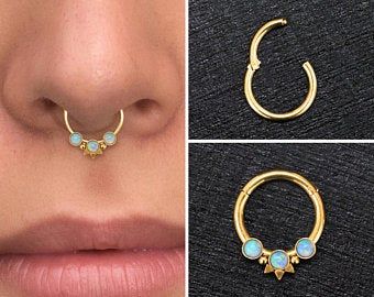 Daith Clicker, Bijoux Piercing Septum, Pastel Witch, Opal Septum, Piercing Daith, Septum Piercing Jewelry, Daith Earring, Black Pastel, Septum Hoop