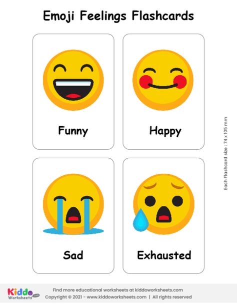 Feelings Flashcards Free Printable, Emotions Chart For Kids, English Charts, Feelings Flashcards, Feelings Preschool, Emoji Printables, Emotion Cards, Vocabulary Journal, Islamic Learning