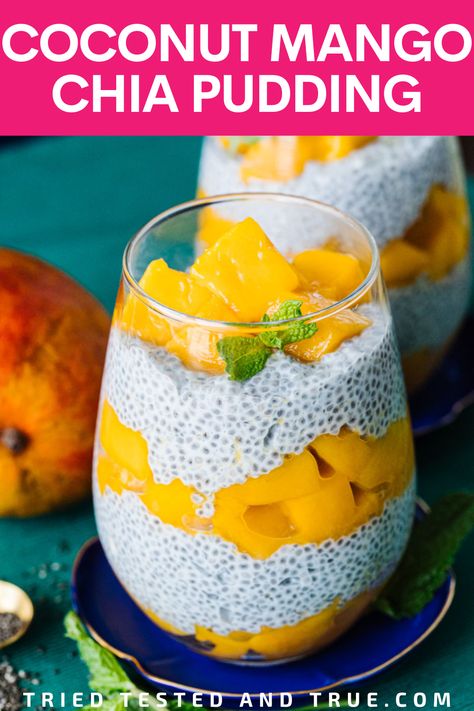 Coconut chia pudding is one of my favorite low-carb desserts, breakfasts, or snack. Paired with velvety mango chunks, rich coconut milk, and sugar-free vanilla syrup, this coconut chia pudding is my healthier version of Mango Sticky Rice that is gluten, dairy, and sugar free. This keto chia seed pudding is easy and delicious Chia Seed Pudding Toppings, Starbucks Chia Pudding, Chia Pudding Low Calorie, Coconut Chai Pudding, Coconut Chia Pudding Keto, Acai Chia Seed Pudding, Coconut Cream Chia Pudding, Easy Chia Seed Pudding Coconut Milk, Mango Sticky Rice Pudding