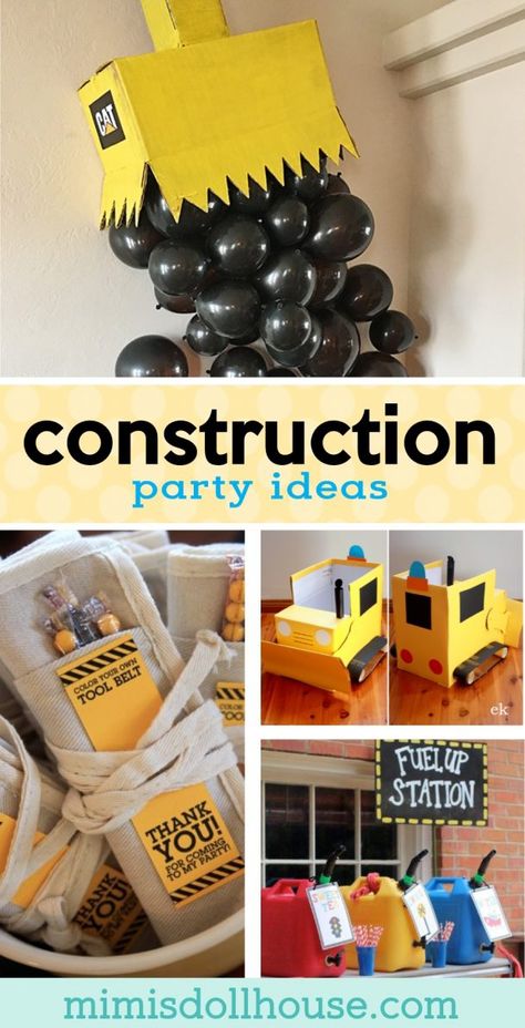 Diy Construction Party, Construction Birthday Party Decorations, Construction Party Ideas, Construction Party Favors, Construction Party Decorations, Dump Truck Birthday Party, Construction Theme Birthday Party, Dump Truck Birthday, Diy Construction