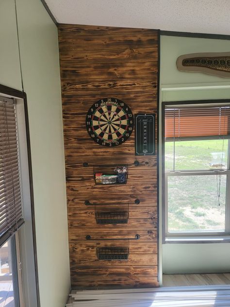 Dart Board Wood Wall, Dart Board Set Up Ideas, Dart Board In Bedroom, Dart Board Set Up, Home Darts Setup, Home Dartboard Setup, Dart Backboard Ideas, Dart Board Wall Ideas Diy, Dartboard Ideas