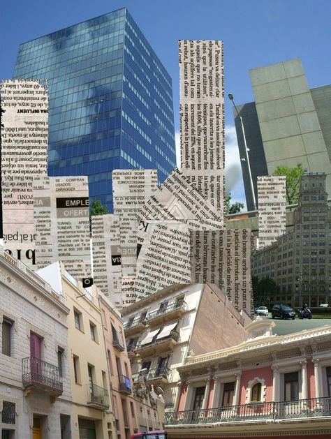 City Collage, Gcse Art Sketchbook, Newspaper Art, Photography Collage, Architecture Collage, Painting Media, Montage Photo, Gcse Art, Arte Inspo