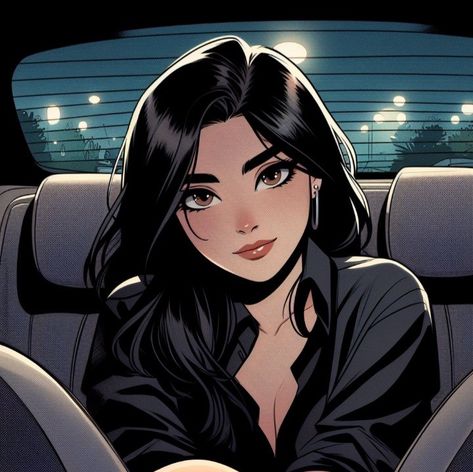 Chica de cabello oscuro en el asiento de atrás de un automóvil Genos Wallpaper, Instagram Cartoon, Girls With Black Hair, Cartoon Profile Pictures, Girly Art Illustrations, Digital Art Anime, Profile Pic, Cartoon Profile Pics, Cute Profile Pictures