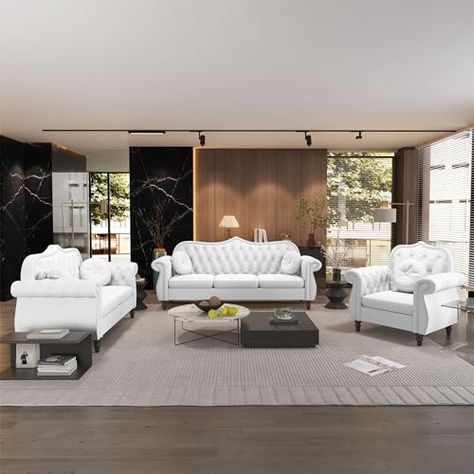 Living Room Sectional Sofa, Chesterfield Living Room, Luxury Couch, Classy Living Room, White Furniture Living Room, Sectional Sofas Living Room, Tufted Design, Living Room Sofa Set, Glam Living Room