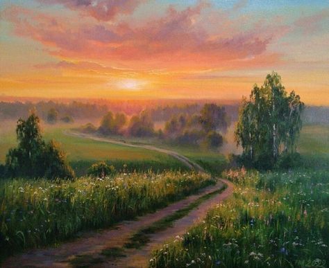 Nature Artists, Pretty Landscapes, Landscape Art Painting, Impressionism Art, Diy Canvas Art Painting, Ethereal Art, Art Inspiration Painting, Dreamy Art, Nature Paintings