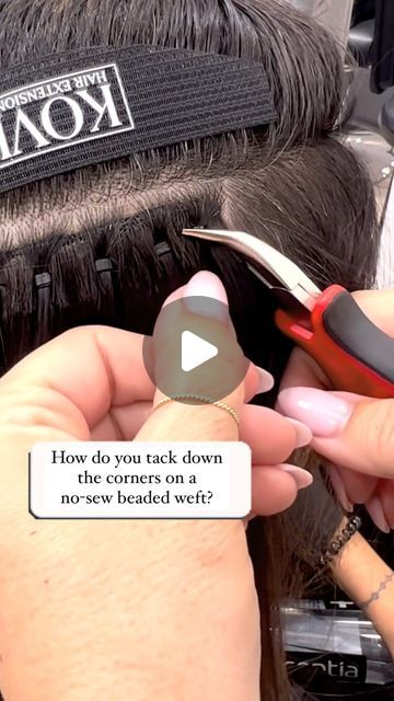 OC Colorist & Hair Extensions on Instagram: "Corners? No problem! When I’m installing no-sew beaded extensions it’s so important to get the corners tacked down properly. Watch me attach this corner making sure it lays flat and snug to the head ☝🏼" No Sew Hair Extensions, Sew In Weft Hair Extensions Placement, No Sew Beaded Weft Extensions, Micro Bead Hair Extensions Placement, Diy Sew In Extensions, Beaded Weft Hair Extensions Placement, I Tip Hair Extensions Placement, How To Sew In Hair Extensions, Extension Placement Guide