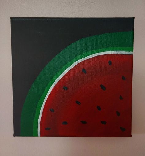 Watermelon Painting, Cute Doodle Art, Mini Canvas Art, Mini Canvas, Cute Doodles, Painting On Canvas, Doodle Art, Melon, Watermelon