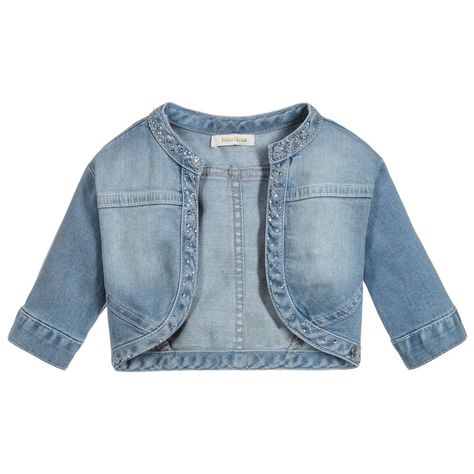 Miss Grant Girls Blue Denim Bolero Jacket at Childrensalon.com Denim Bolero Jacket, Denim Bolero, Kids Designer Clothes, Bolero Jacket, Designer Kids Clothes, Short Tops, World's Best, Childrens Clothes, Blue Denim