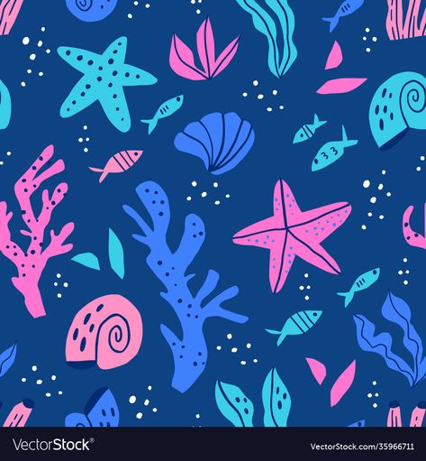 Aquatic Wallpaper, Cartoon Texture, Underwater Pattern, Fauna Marina, Ocean Nature, Animals And Plants, Underwater Animals, Life Aquatic, Pattern Ideas