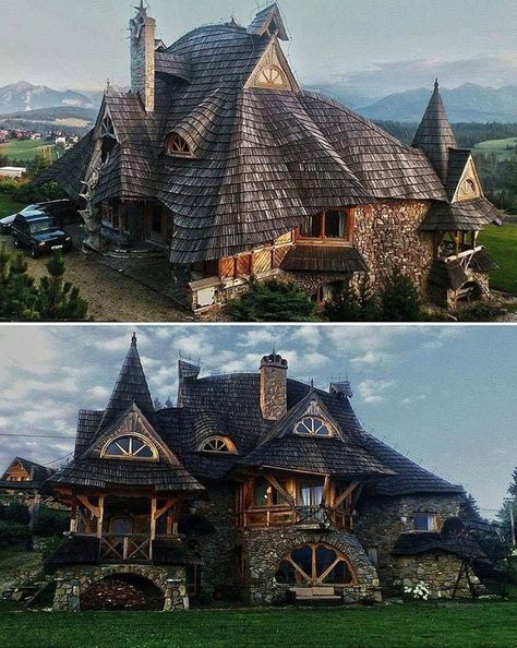 Houses In Poland, Casa Hobbit, Model Architecture, Tatra Mountains, Plans Architecture, Wooden Cottage, Architecture Design Concept, Fantasy House, Witch House