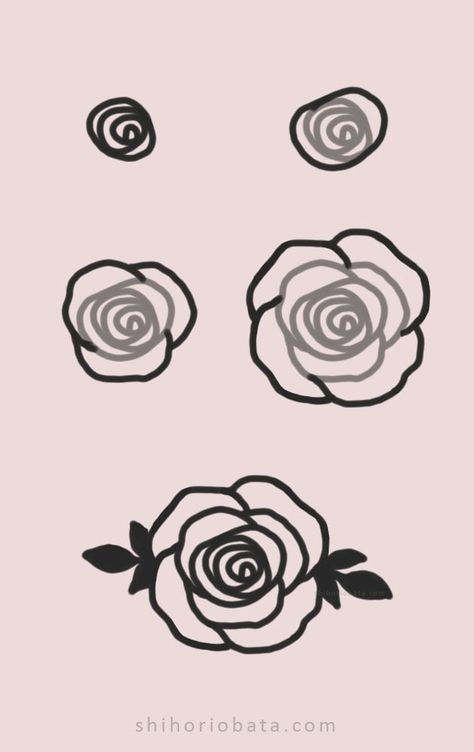 15 Easy Rose Drawing Ideas Roses Art Drawing, Drawing Of A Rose Easy, How To Rose Drawing, Doodle Roses Easy, Rose Art Reference, How Draw A Rose, How Draw Rose, How Do You Draw A Rose, Mini Drawings Flower