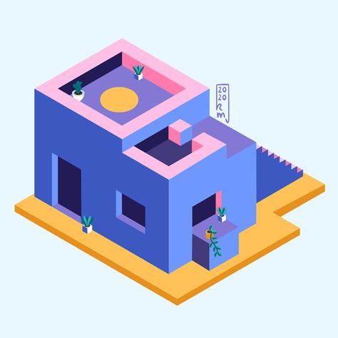 Isometric Designs on Behance House Pattern Design, Cute Isometric Art, Isometric Art 3d, Isometric Poster Design, Isometric Graphic Design, Isometric Art House, Isometric House Illustration, 3d Isometric Design, Isometric Art Drawing