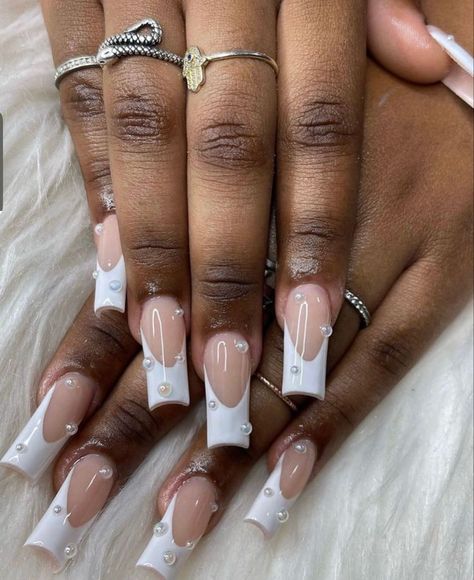 W Initial, Claw Nails, White Acrylic Nails, French Tip Acrylic Nails, Dope Nail Designs, Exotic Nails, Soft Nails, Long Square Acrylic Nails, Brown Nails