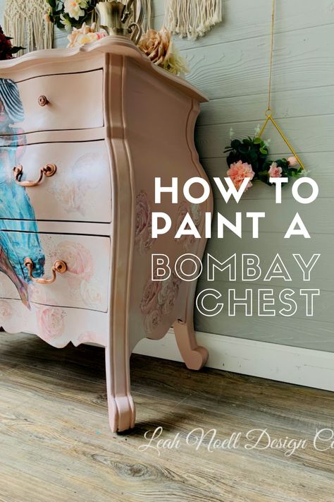 Learn how to a paint and decorate a bombay chest. Bring these french curves home. #bombaychest #furnituremakeover Bombay Furniture Makeover, Bombay Dresser Makeover, Painted Bombay Chest Ideas, Bombay Chest Makeover, Painted Bombay Chest, Bombay Furniture, My Heart Is Happy, Chest Makeover, Bombay Chest