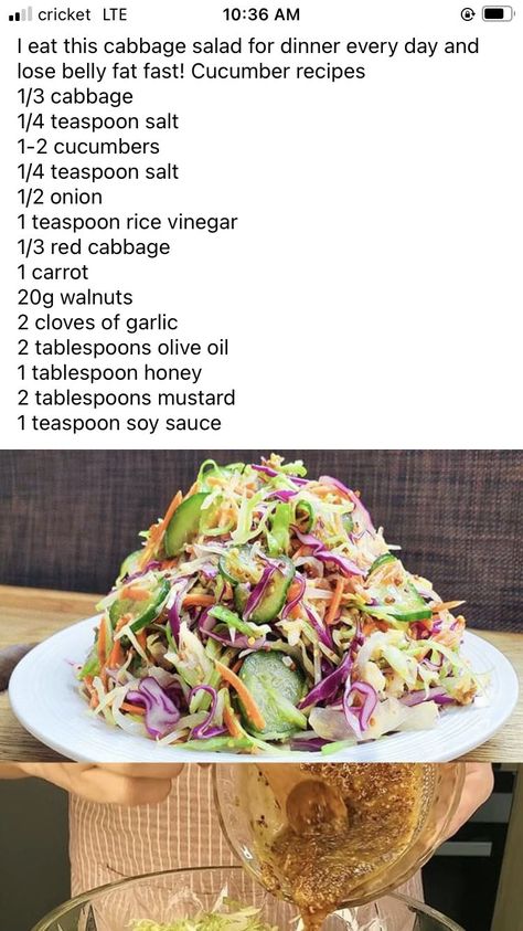 Cabbage Salad Recipes, Cold Salad, Walnut Salad, Cucumber Recipes, Easy Homemade Recipes, Cabbage Salad, Cabbage Recipes, Dinner Salads, Recipes For Beginners