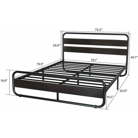 King Size Metal Bed Frame with Wooden Headboard & Footboard, Black - Bed Bath & Beyond - 37100886 Rustic Wooden Headboard, King Size Metal Bed Frame, Bed Feet, Queen Size Metal Bed Frame, Corners Design, Queen Platform Bed Frame, Full Size Bed Frame, Steel Bed, Metal Furniture Design