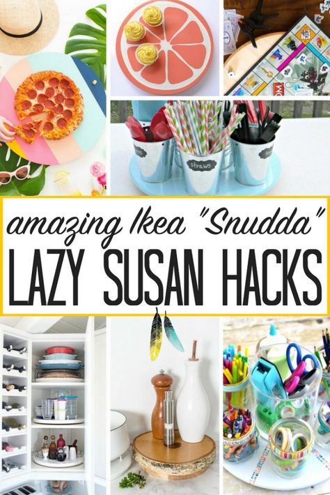 Lazy Susan Turntable Hacks | Heathered Nest | Rule Your Roost . Dress Your Nest . Ruffle Some DIY Feathers Lazy Susan Storage Ideas, Lazy Susan Hacks, Lazy Susan Designs, Organizing Inspiration, Diy Lazy Susan, Lazy Susan Organization, Hacks Ikea, Penny Pinching, Lazy Susan Turntable