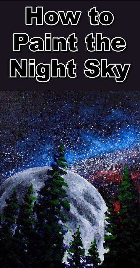 Paint The Night, Painting Moon, Acrylic Tutorials, Hur Man Målar, Acrylic Painting Lessons, Acrylic Painting Tips, Learn How To Paint, Galaxy Painting, Acrylic Painting For Beginners