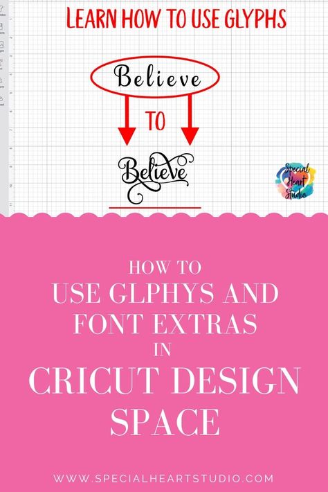 How to use glyphs and font extras in Cricut Design Space. Fonts With Glyphs, Space Font, Cricut Help, Cricut Fonts, Cricut Free, Cricut Craft Room, Diy Cricut, Cricut Design Space, Cricut Tutorials