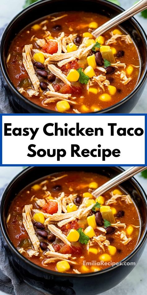 Need chicken breast recipes? This Easy Chicken Taco Soup Recipe is perfect! It’s one of the best soup recipes, offering a taco soup recipe easy to make and ideal for healthy soup dinner recipes. Best Chicken Taco Soup Recipe, Taco Soup With Chicken Broth, Taco Soup Chicken, Chicken Taco Soup Healthy, Taco Chicken Soup, Easy Chicken Taco Soup, Soup Dinner Recipes, Chicken Breast Soup, Easy Chicken Taco