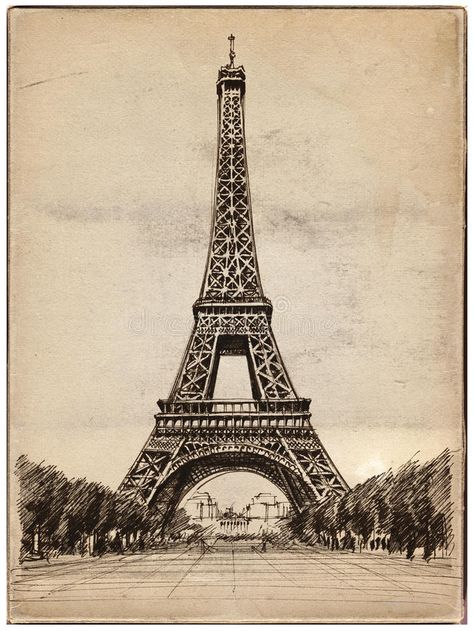 Eiffel Tower Outline, Eiffel Illustration, Bloxburg Paris, Famous Architecture Buildings, Eiffel Tower Illustration, Tower Illustration, Eiffel Tower Drawing, Landscape Pencil Drawings, Paris Architecture