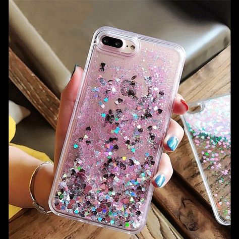 Iphone 7 Plus Case Waterfall Glitter Hearts Pink Airpods Apple, Phone Gadgets, Glitter Iphone, Glitter Stars, Glitter Hearts, Iphone 7 Plus Cases, Phone Apps, Diy Phone, Cute Phone Cases