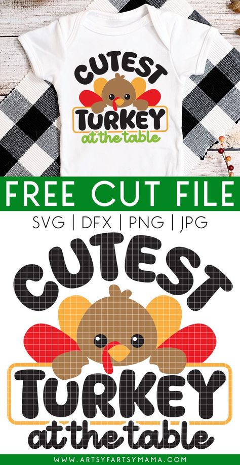 Free "Cutest Turkey at the Table" Thanksgiving SVG Cut File #thanksgiving #freesvg #freecutfile #freebies #thanksgivingcrafts #thanksgivingfashion #punny #cricut #cricutmade #cricutcrafts #cricutshirt #baby #cricutbaby #babysvg #diyshirts #cricutprojects Toddler Thanksgiving Shirt Svg, Free Turkey Svg, Thanksgiving Svg Kids, Turkey Svg Free Cricut, Cricut Thanksgiving Projects, Turkey Svg Free, Thanksgiving Cricut Projects, Tshirt Vinyl Ideas, Thanksgiving Svg Free