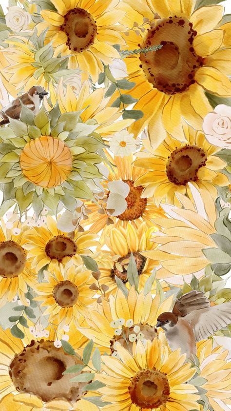 Cute Wallpapers Sunflowers, Vintage Sunflower Wallpaper, Sunflower Phone Backgrounds, Sunflower Wallpaper For Walls, Pumpkin And Sunflower Wallpaper, Sunflower Iphone Wallpaper Aesthetic, Sun Flower Wallpaper Aesthetic, Ipad Wallpaper Sunflower, Sunflower Drawing Wallpaper