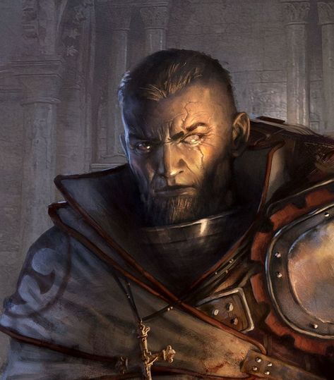 anti hero / enemy / scarred warrior character with a huge backstory DnD / Pathfinder Warrior Aesthetic, Fantasy Races, Fantasy Images, Dungeons And Dragons Characters, Warhammer Fantasy, Fantasy Rpg, Character Design Male, Fantasy Inspiration, Medieval Fantasy