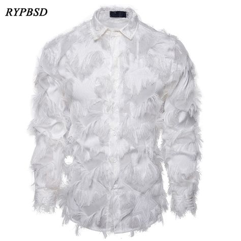 Cheap Dress Shirts, Buy Quality Men's Clothing Directly from China Suppliers:Sexy Feather Lace Shirt Men 2021 Fashion Floral Long Sleeve Dress Shirts Men Party Nightclub Transparent Gothic Stage Costume Enjoy ✓Free Shipping Worldwide! ✓Limited Time Sale ✓Easy Return. Outfit Male, Long Sleeves Shirts, Rock Style Clothing, Black Pants Men, Stage Outfit, Casual Long Sleeve Shirts, Style Punk, Camisa Polo, Lace Shirt