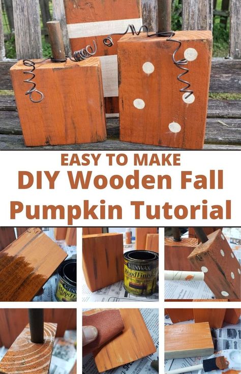 Wooden Block Pumpkins Diy, Diy Wood Block Pumpkins, Projects For Scrap Wood, 2x4 Wood Pumpkins Diy, 2x4 Scrap Wood Projects Diy Fall, Scrap 2x4 Projects Diy Wood Blocks, Wood Block Fall Crafts, Wood Block Pumpkins Diy Fall Crafts, Pumpkin Wood Blocks