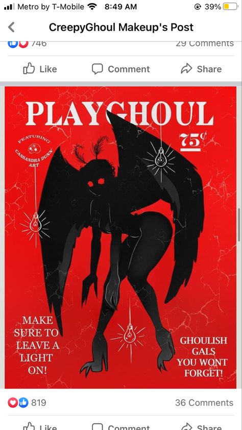 Playghoul Wallpaper, Play Ghoul Art, Playghoul Art, Play Ghoul, Mothman Tattoo, Horror Movie Art, Creepy Cute, Girls Cartoon Art, Kawaii Art