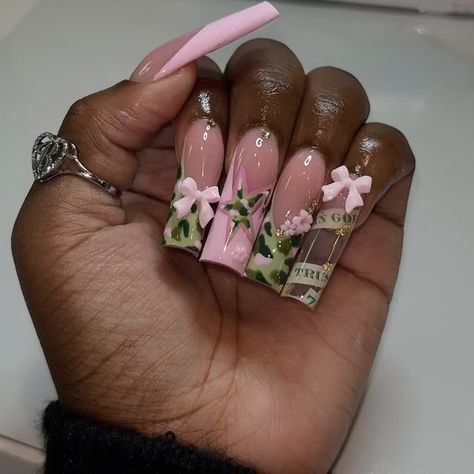 𝐃𝐌𝐕 𝐍𝐀𝐈𝐋 𝐓𝐄𝐂𝐇 🪄 on Instagram: "SOO Y2K CODED 🙈🎀💸💫✨ Your Nail Tech’s Newest Set 🌿🪷 SEP BOOKS OPEN! E-book available with videos included!   Inspo: @nai111edbyaniyla 😍  Hashtags♡: #dmvnails #dmvnailtech #vanails #halloween #mdnails #naildesigns #nailtech #nailsoftheday #nails #nailsofinstagram #hellokittynails #nailinspo #nailart #viral #fallnails #ganails  #dmvlashes #birthdaynails #nails2inspire #explorepage #dmvhair #nailinspiration #dmvbraider #libra #longnails #nailcharms #fall #halloweennails #spookyseason" Bape Nails, Nail Art Trendy, Camo Nails, Books Open, Nails Cute, Baddie Nails, Girly Acrylic Nails, Cute Nail, Really Cute Nails