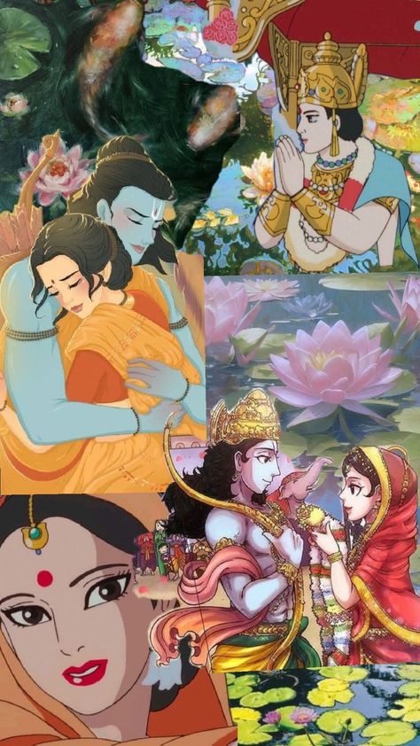 The lotus as a sign of spirituality... beauty...purity... prosperity... and eternity......        And   Maa Sita , Ram ji symbolise the purity of two souls in love... Ram Sita Image, Mahakal Pic Ujjain, Jai Sri Ram, Ram Sita, Ram Image, Ram Ji, Sita Ram, Krishna Drawing, Instagram Background