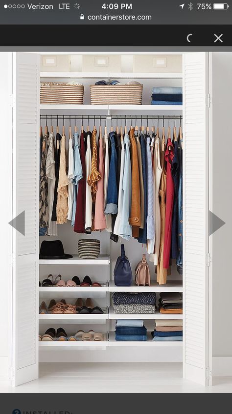 Small Closet Systems, Small Closet Solutions, Small Closet Makeover, Custom Closet Shelving, Closet Solutions, Night Decor, Organized Closet, Organization Closet, No Closet Solutions