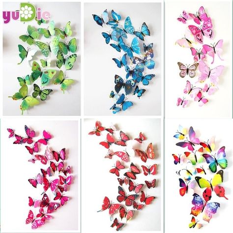 Magnet Wall, Butterfly Party Decorations, Girls Wall Stickers, Butterfly Magnet, Magnet Fridge, 3d Butterfly Wall Stickers, Butterfly Party, 3d Butterfly, 3d Rose