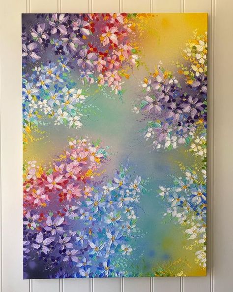 Rectangular Painting Ideas, Rectangular Canvas Painting Ideas, Waterfall Pictures, Flowers Acrylic, Abstract Floral Paintings, Abstract Art Inspiration, Painting Media, Landscape Art Painting, Impasto Painting