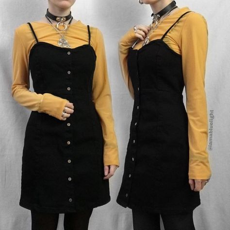 Yellow Goth, Alt Style, Yay Or Nay, Alt Girl, Fashion Aesthetics, Alt Fashion, Yellow Top, Alternative Girls, Gothic Outfits