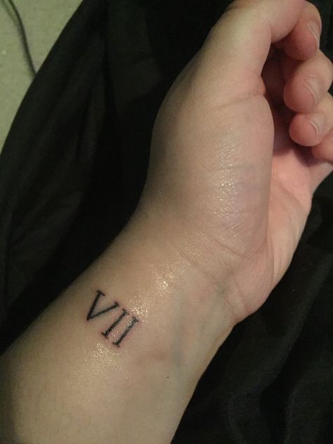 #tattoo #inked #seven #romannumeral #tattooart Nail Arts, Body Art, Vii Tattoo, Seven Tattoo, Roman Numerals, Fish Tattoos, Jesus Fish Tattoo, Triangle Tattoo, Art Tattoo