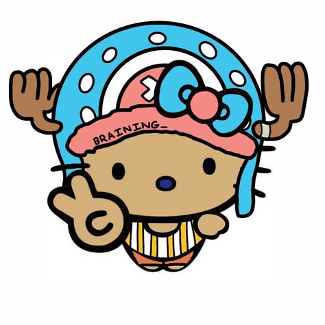 Chopper Hello Kitty, Chopper X Hello Kitty, Hello Kitty X Anime, One Piece Hello Kitty, Chopper One Piece Cute, Chopper Fanart, Chopper Pfp, Chopper Icon, Anime Hello Kitty