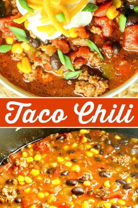 Easy Chili Recipe With Salsa, Fajita Chili Recipe, Taco Chilli Recipes, Texmex Chili Recipe, Chili Taco Soup, Taco Meals, Taco Chilli, Mexican Chili Recipe, Gastric Recipes