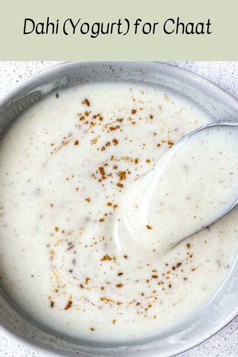 Dahi with lemon juice and cumin to create a cool, sweet, and citrusy yogurt sauce to drizzle over chaats. Indian Yogurt Sauce, Chaat Indian, Indian Yogurt, Indian Sauces, Full Fat Yogurt, Chaat Recipe, Vegan Yogurt, Veggie Dip, Savory Soups