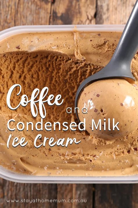 Condensed Milk Ice Cream, Hemgjord Glass, Coffee Ice Cream Recipe, Easy Ice Cream Recipe, Ice Cream Maker Recipes, Condensed Milk Recipes, Milk Ice Cream, Easy Ice Cream, Homemade Ice Cream Recipes