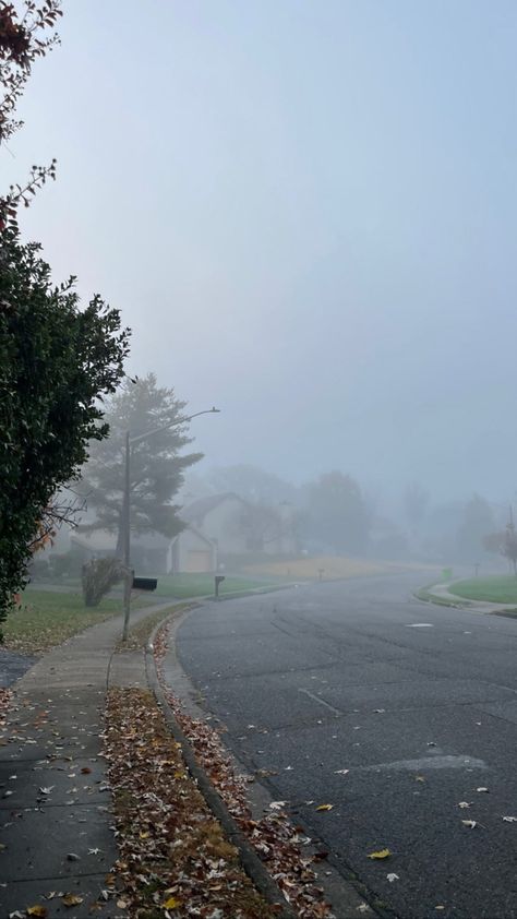 foggy, morning, fall, sidewalk, neighborhood, aesthetic, grey aesthetic, Foggy Morning Wallpaper, Gloomy October Aesthetic, Fall Foggy Morning, Fall School Morning, Early Winter Morning Aesthetic, Brianna Season, Raning Morning, Foggy Autumn Aesthetic, Winter Foggy Morning