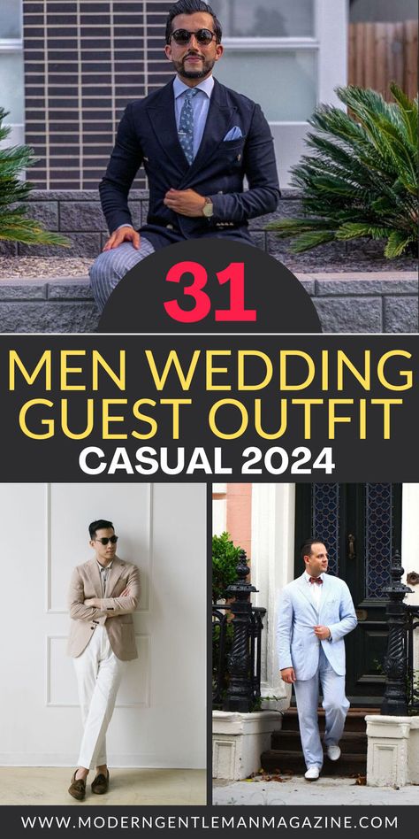 Find the perfect wedding guest attire for every season with these stylish outfit ideas for men. Look sharp and feel confident at any wedding event. #WeddingGuestAttire #MensFashion #SeasonalStyle #FormalWear Wedding Guest Outfit Casual, Casual Wedding Outfit Guest, Men Wedding Guest Outfit, Male Wedding Guest Outfit, Casual Wedding Outfit, Mens Wedding Attire, Guest Attire, Wedding Attire Guest, Style Mistakes