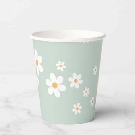 Retro Daisy Baby Shower Paper Cups  Zazzle Lilac Baby Shower, Lavender Baby Showers, Daisy Baby Shower, Daisy Party, Retro Daisy, Baby Shower Flowers, Blue Baby Shower, Boho Baby Shower, Pink Paper