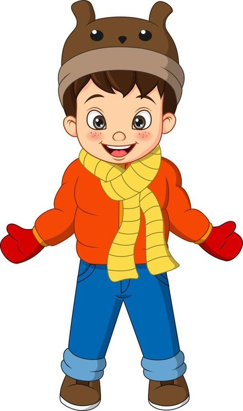 Cute little boy in winter clothes Winter Clothes Drawing, Vintage Boy Outfits, Winter Season Clothes, Boys Winter Clothes, Boy Clipart, Cartoon Body, Kids Winter Outfits, Kids Wear Girls, Boys Winter Coats